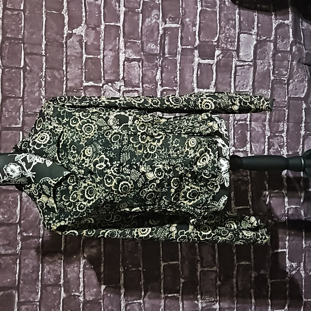 FW Fashion Web Floral Black & Gold Long Sleeve Career Blouse Size XL CLEARANCE